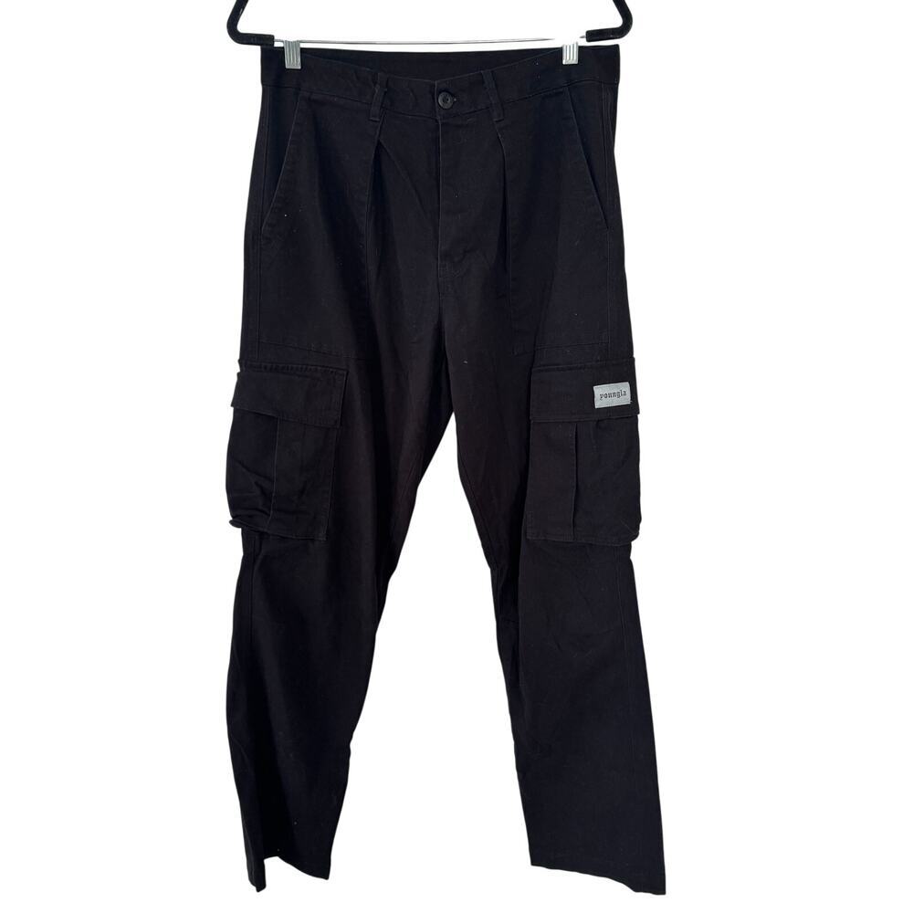 YoungLA Men 627 Convoy Cargo Slim Taper Pants Black Size 34L  *see measure